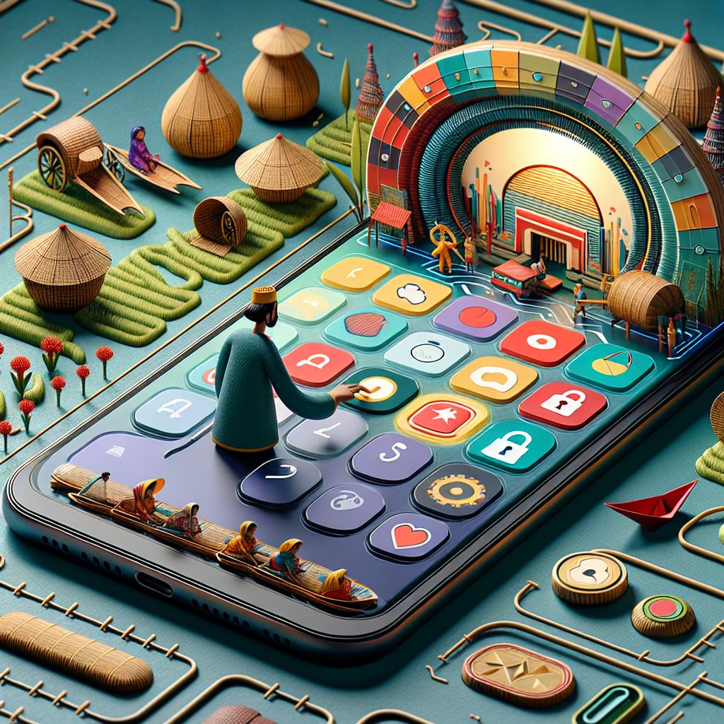Cartoon character securely logging into a gaming app on a phone